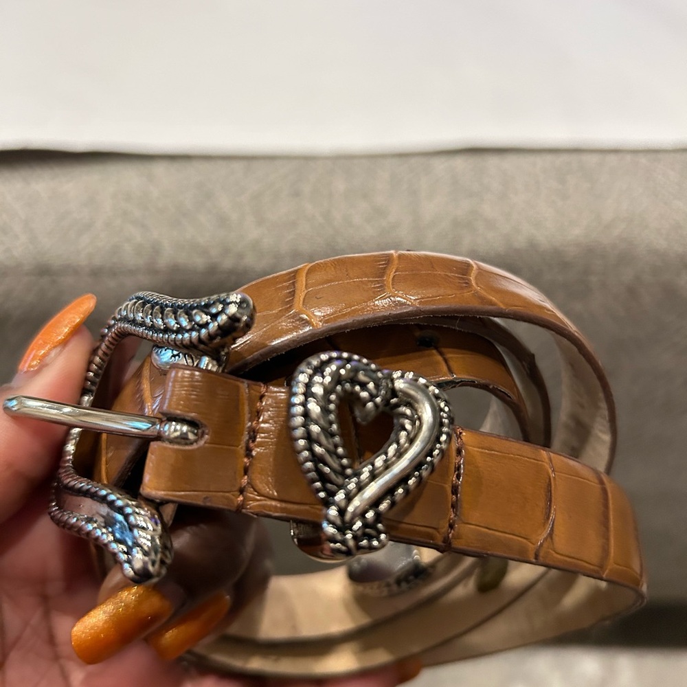 Genuine Leather Western Boho Y2K Heart Design And Silver Heavy Hardware